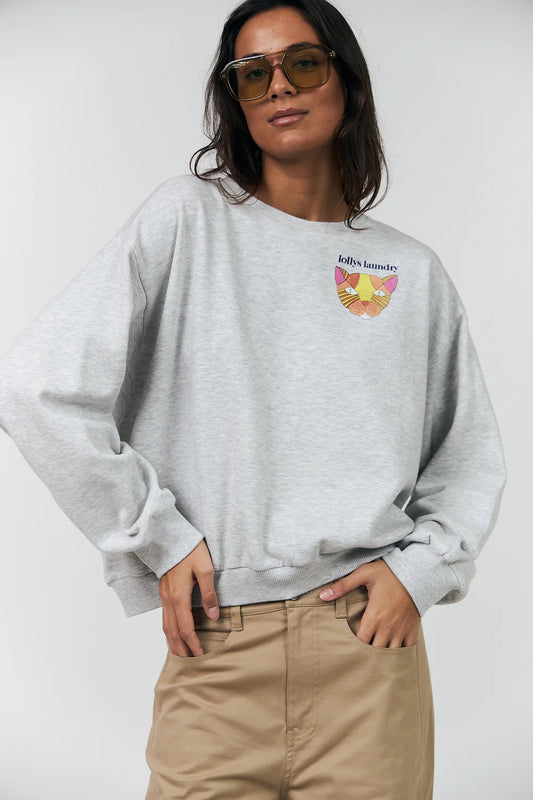 Sydney cat Sweatshirt by Lollys Laundry sweatshirt Lollys Laundry Light Grey Melange