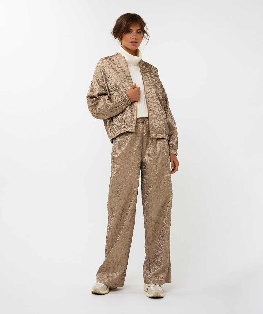 Crinkle Satin Bomber by EsQualo Jackets & Blazers EsQualo