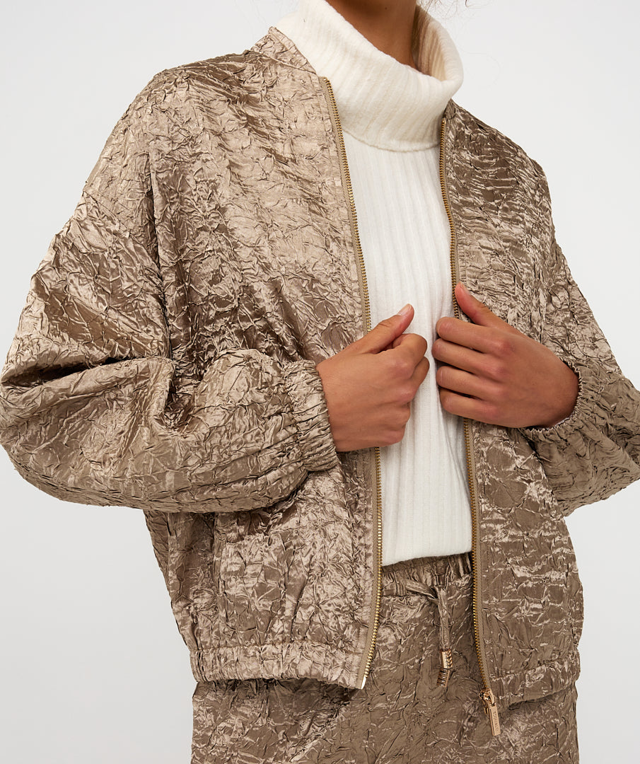 Crinkle Satin Bomber by EsQualo Jackets & Blazers EsQualo