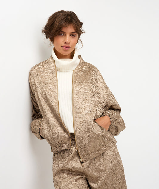Crinkle Satin Bomber by EsQualo Jackets & Blazers EsQualo