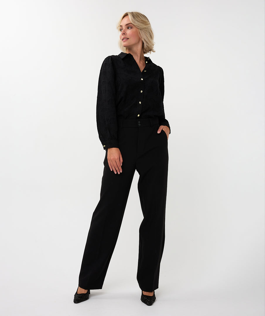 Flower Jacquard Blouse by EsQualo Blouse EsQualo