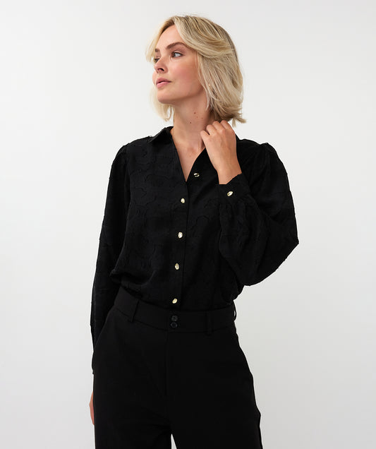 Flower Jacquard Blouse by EsQualo Tops EsQualo