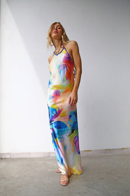 Flower Printed Long Dress by Moqette