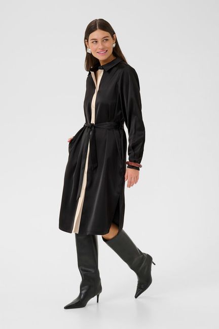 Annabelle Black Satin Shirtdress by Culture Dress Culture Black