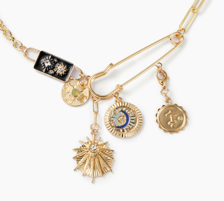 HoopLa - Celestial Black Coin Charm Black Moon Necklace Jewelry HoopLa