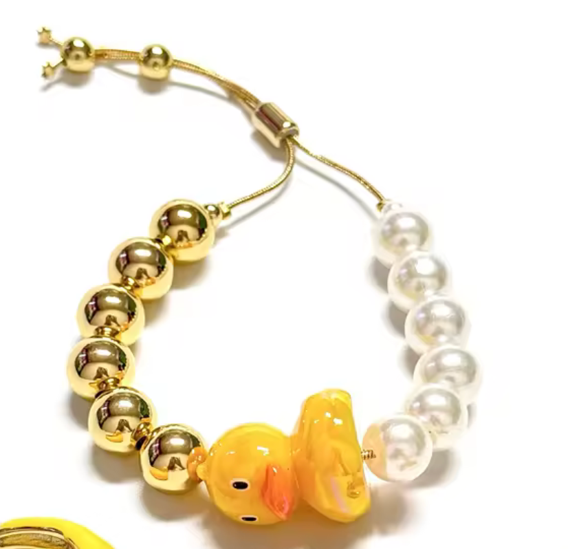 Pearl and Ducky Sliding Bracelet by HoopLa Jewelry HoopLa
