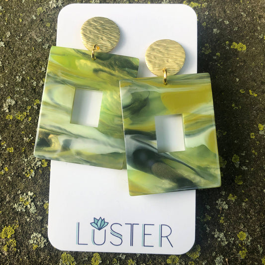 Rectangle Drop Statement Earrings