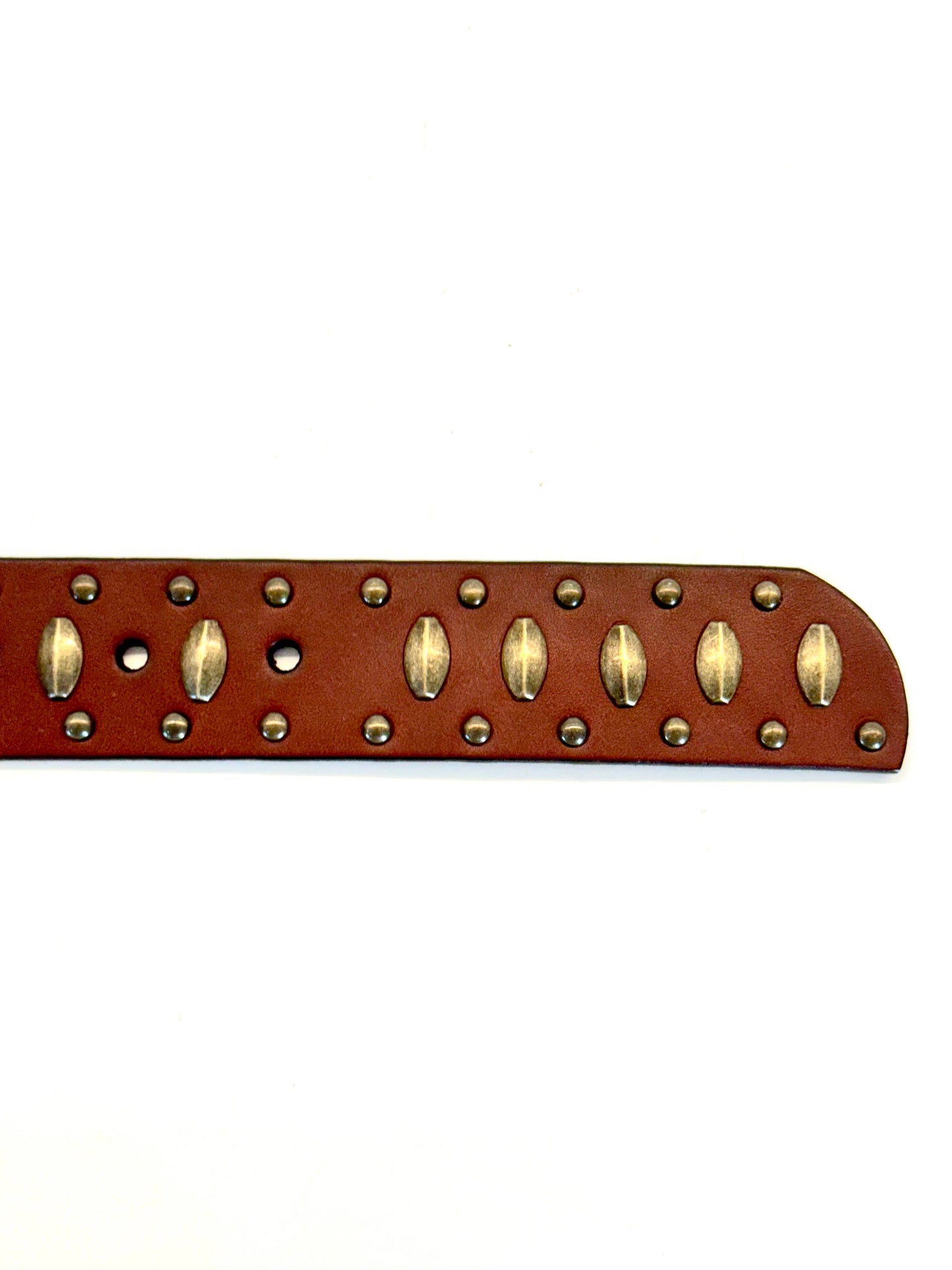 Ginger Blue - Cognac Leather with Aged Brass Studs Ginger Blue