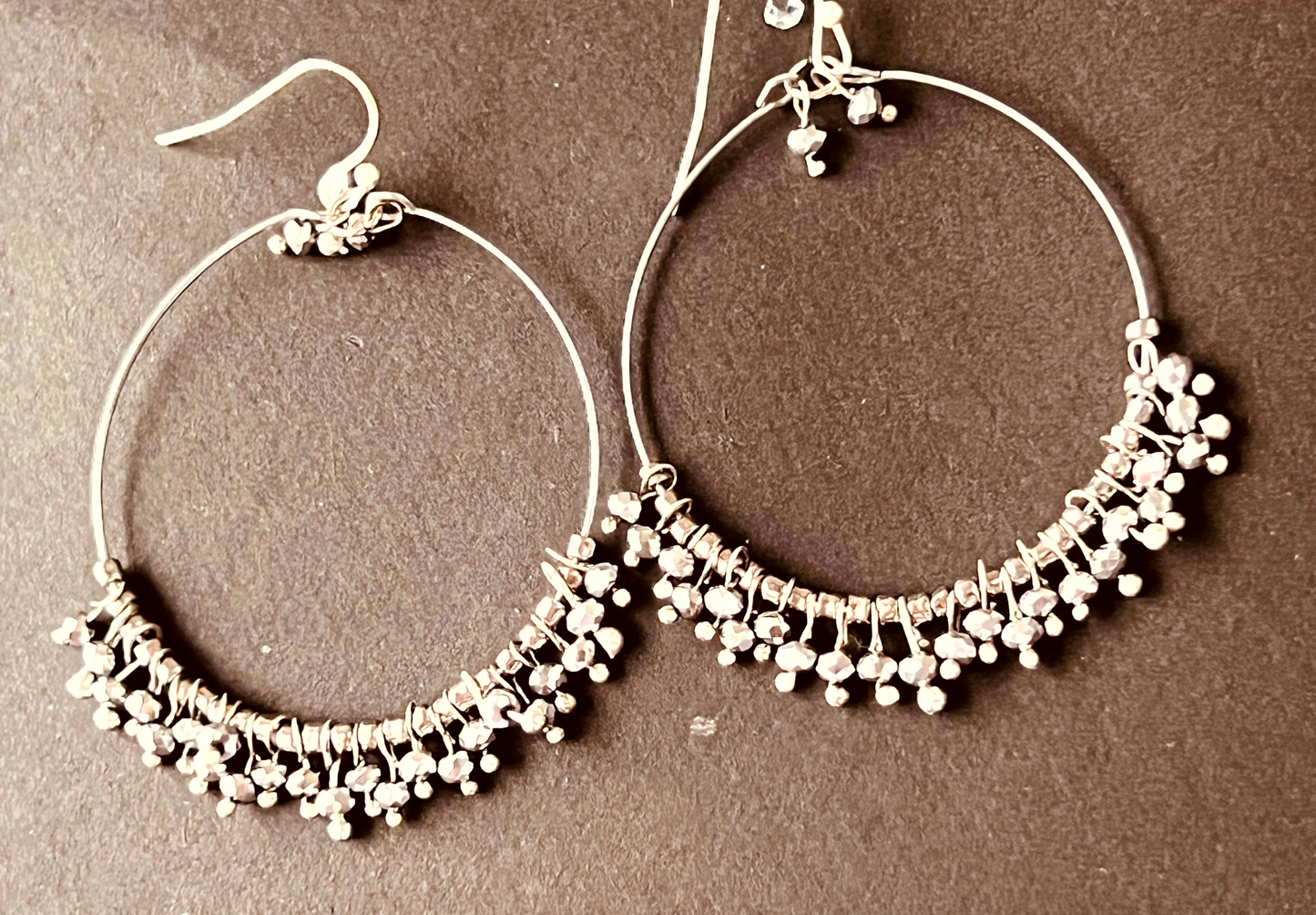 Silver Oxidized Handcrafted Hoop Earrings by Anji