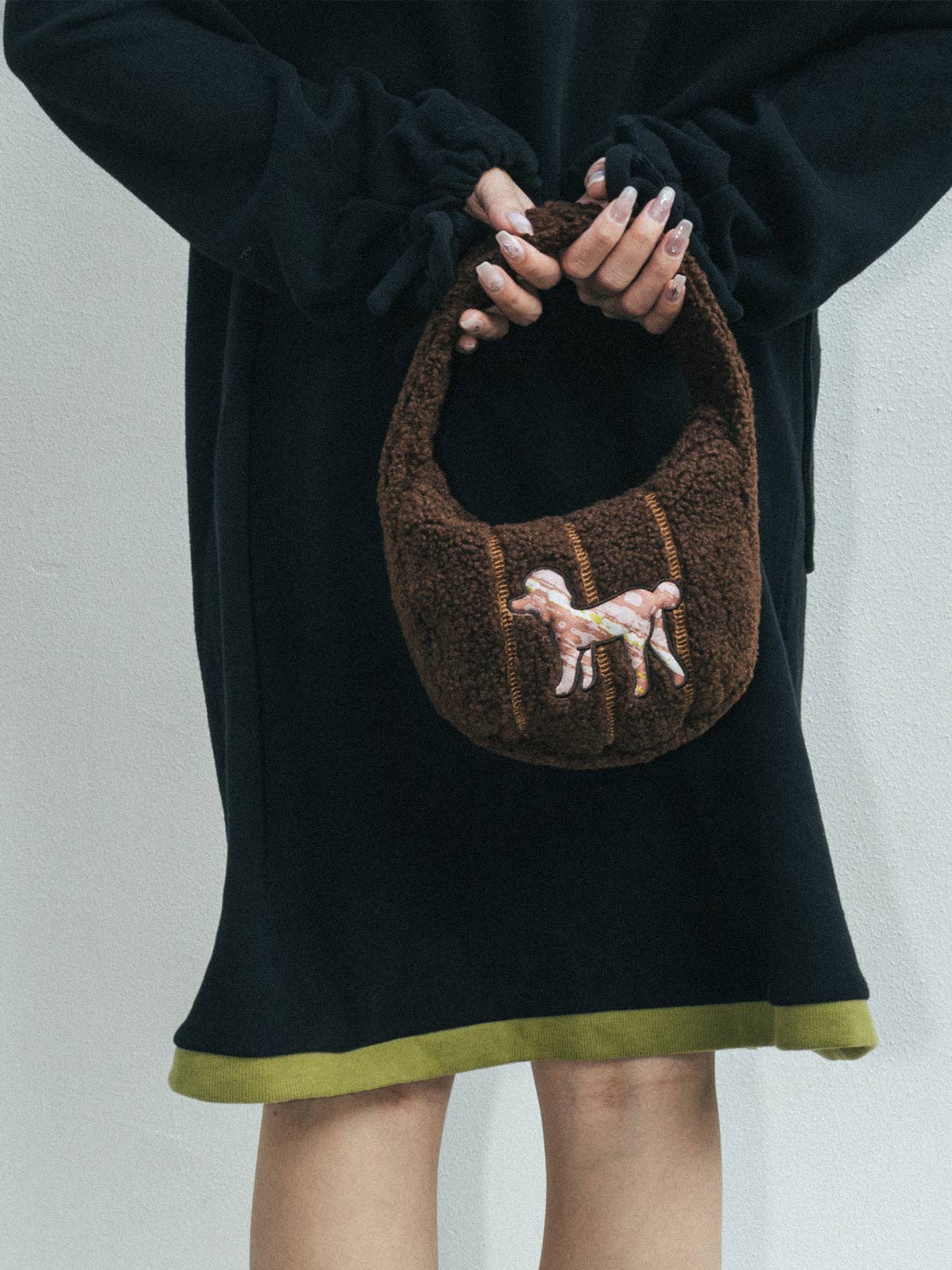 Half Moon Shearling Bag by Lost Pattern - Chocolate Purse Lost Pattern NYC