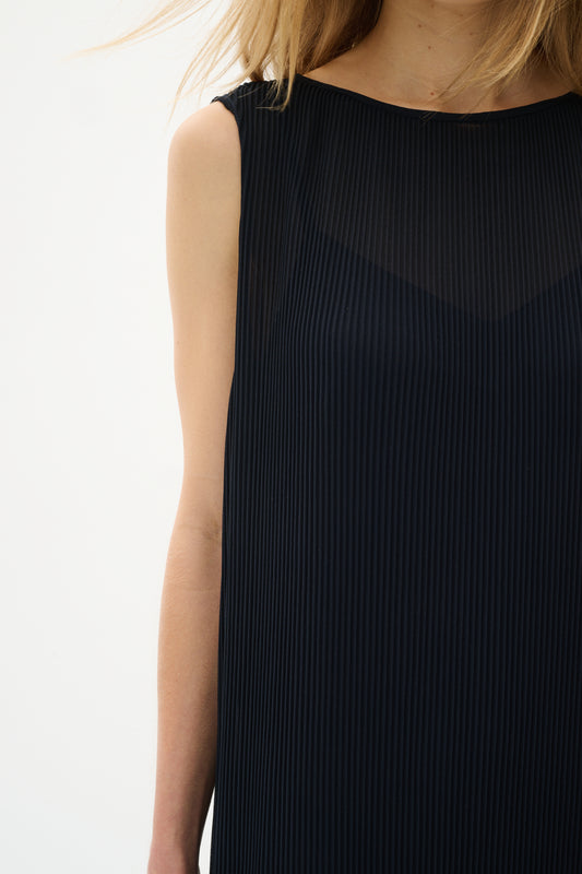 Finley Pleated Dress by InWear in Marine Blue — Lookbook Detail (350)