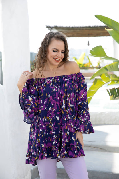 Indigo Off-Shoulder Top by Orange Fashion Village