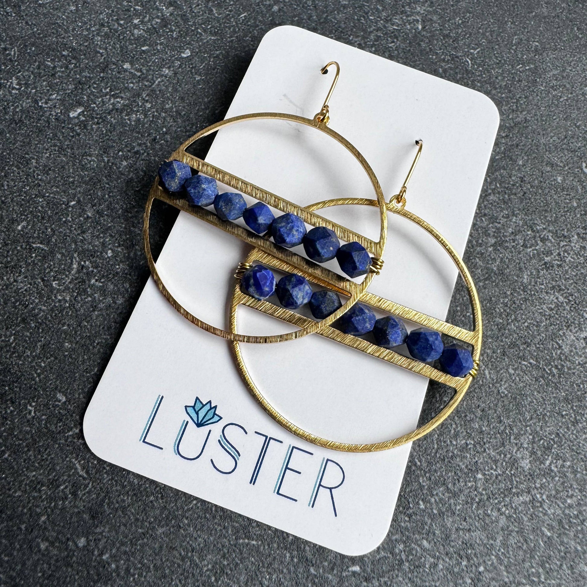 Stone + Brass Hoop Earrings Accessories LUSTER