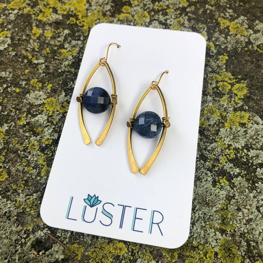 Stone + Brass Dumortierite Earrings Accessories LUSTER