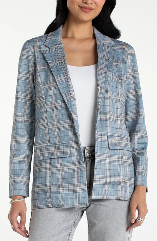 Boyfriend Blazer by Liverpool Blazer Liverpool Blue Plaid