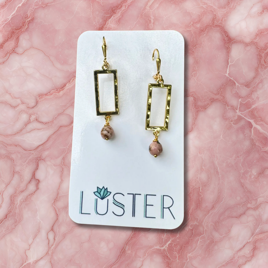 Brass + Stone Dangle Earrings Accessories LUSTER