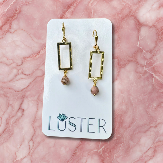 Brass + Stone Dangle Earrings Accessories LUSTER
