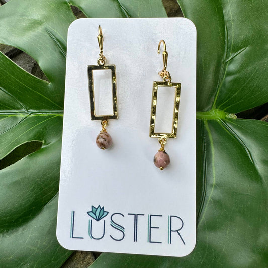 Brass + Stone Dangle Earrings Accessories LUSTER