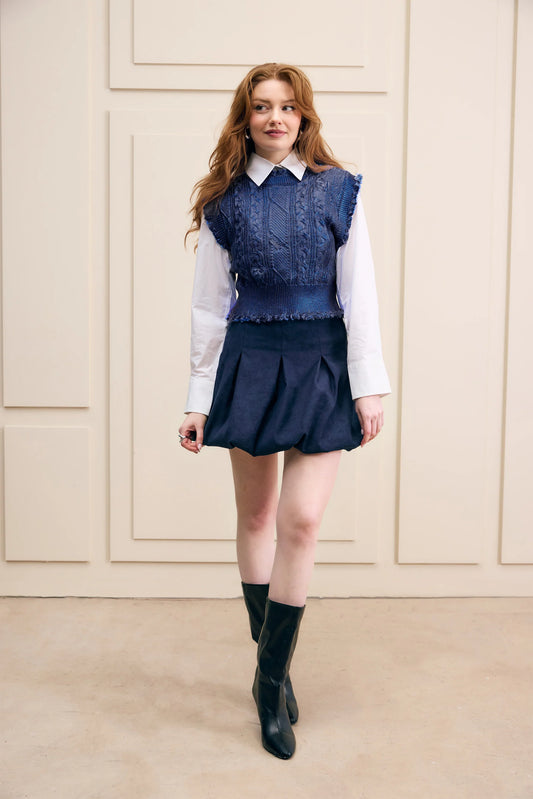 Bubble Hem Suede Skirt by Hillary MacMillan Mini Skirt Hilary MacMillan