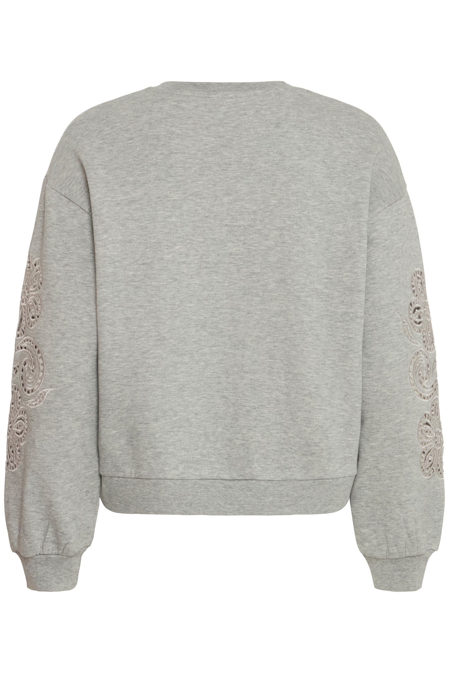 women's Gray sweatshirt with lace details on sleeves 