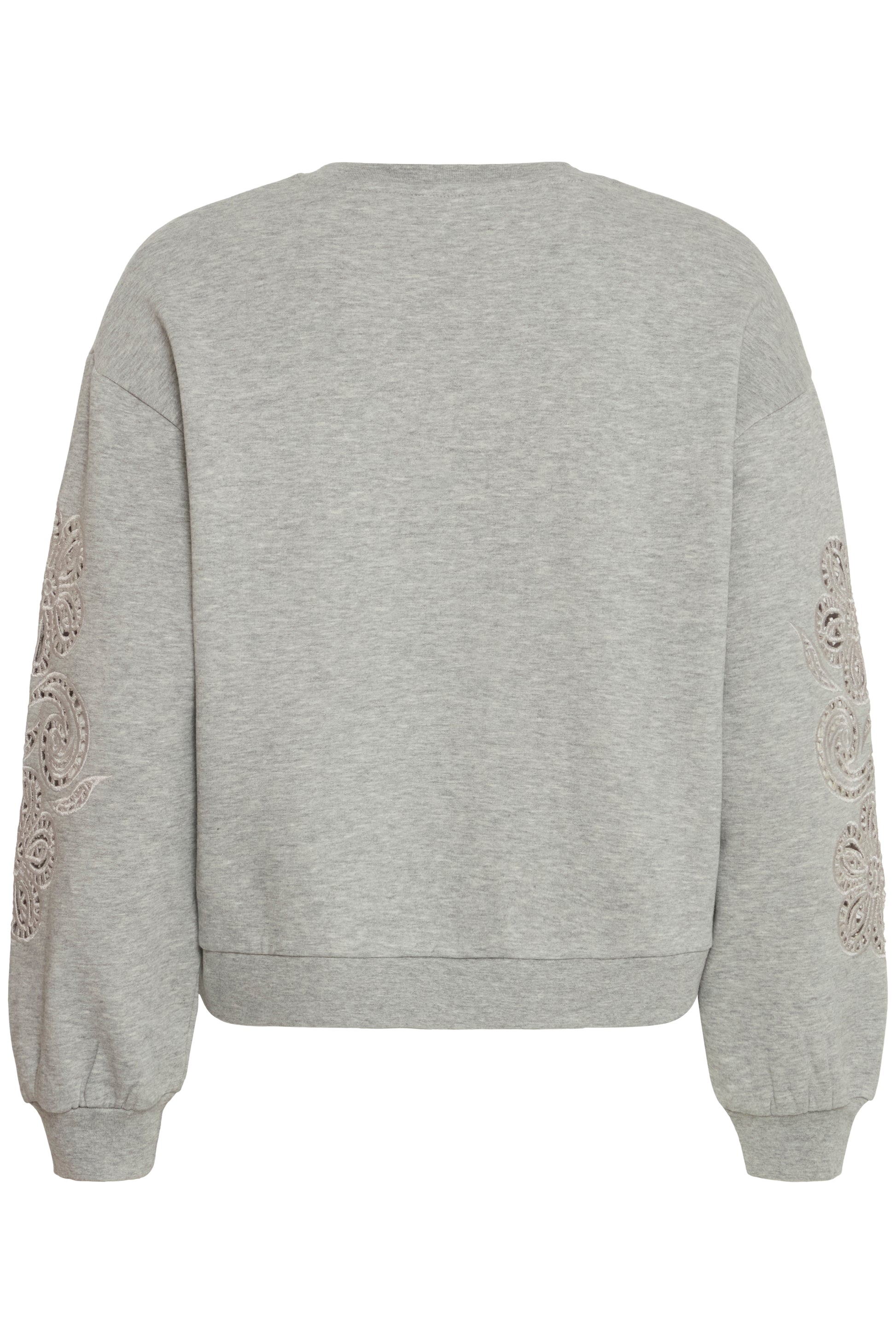women's Gray sweatshirt with lace details on sleeves 