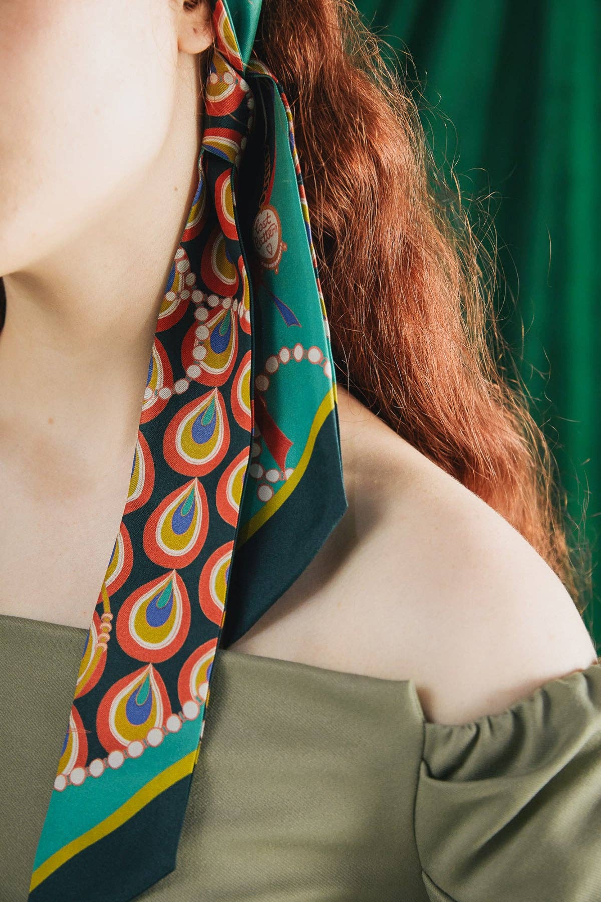 Silk Twilly Neck Bow by Lost Pattern NYC - "Peacock" Accessories Lost Pattern NYC