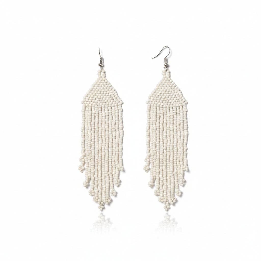 Beaded Tassel Earring by Suzie Blue Jewelry Suzie Blue Canada Cream