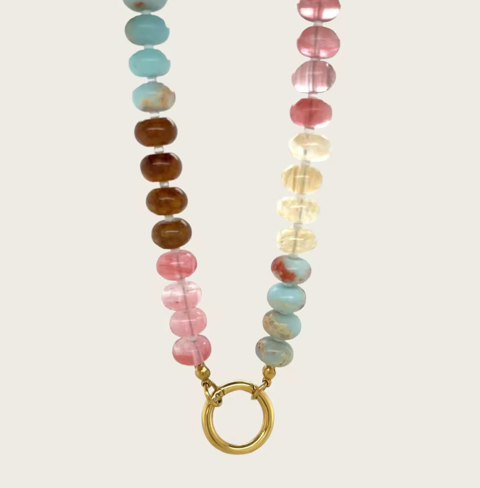 Gemstone Necklace with Charm Clasp by Hoopla Jewelry HoopLa earthy