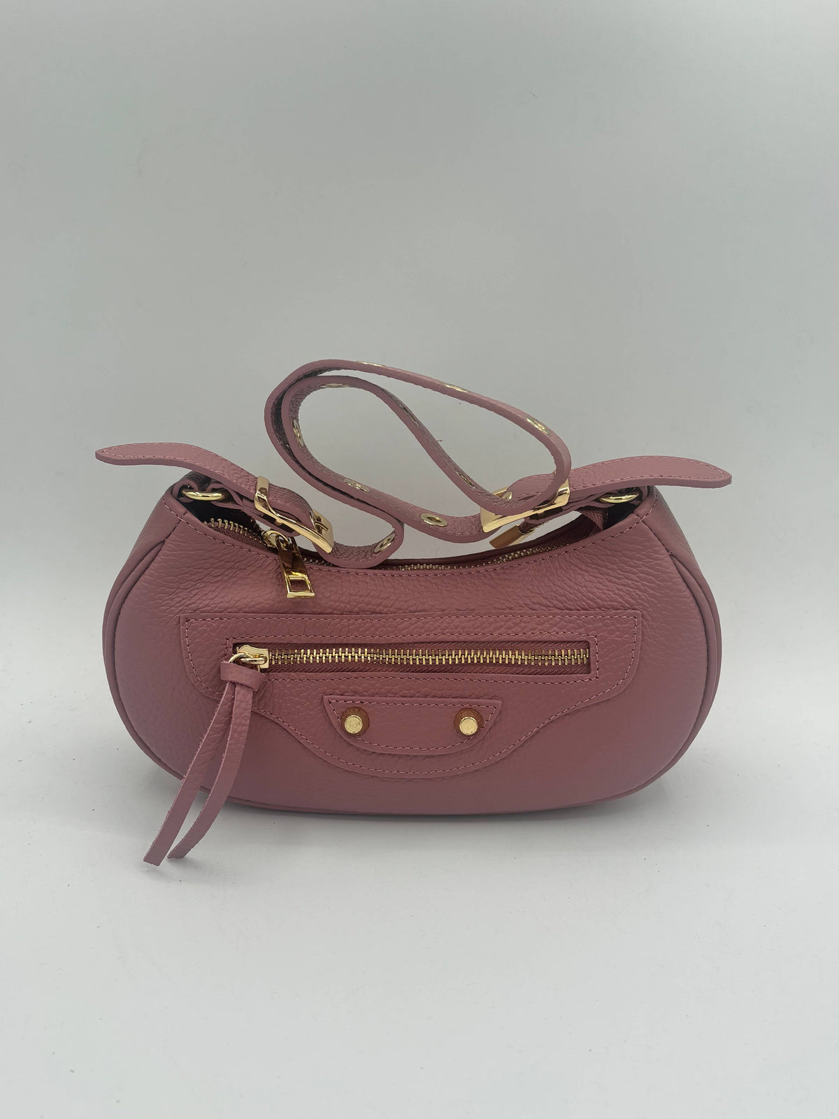 Adjustable shoulder bag in genuine leather Handbag Nanabags Old Rose