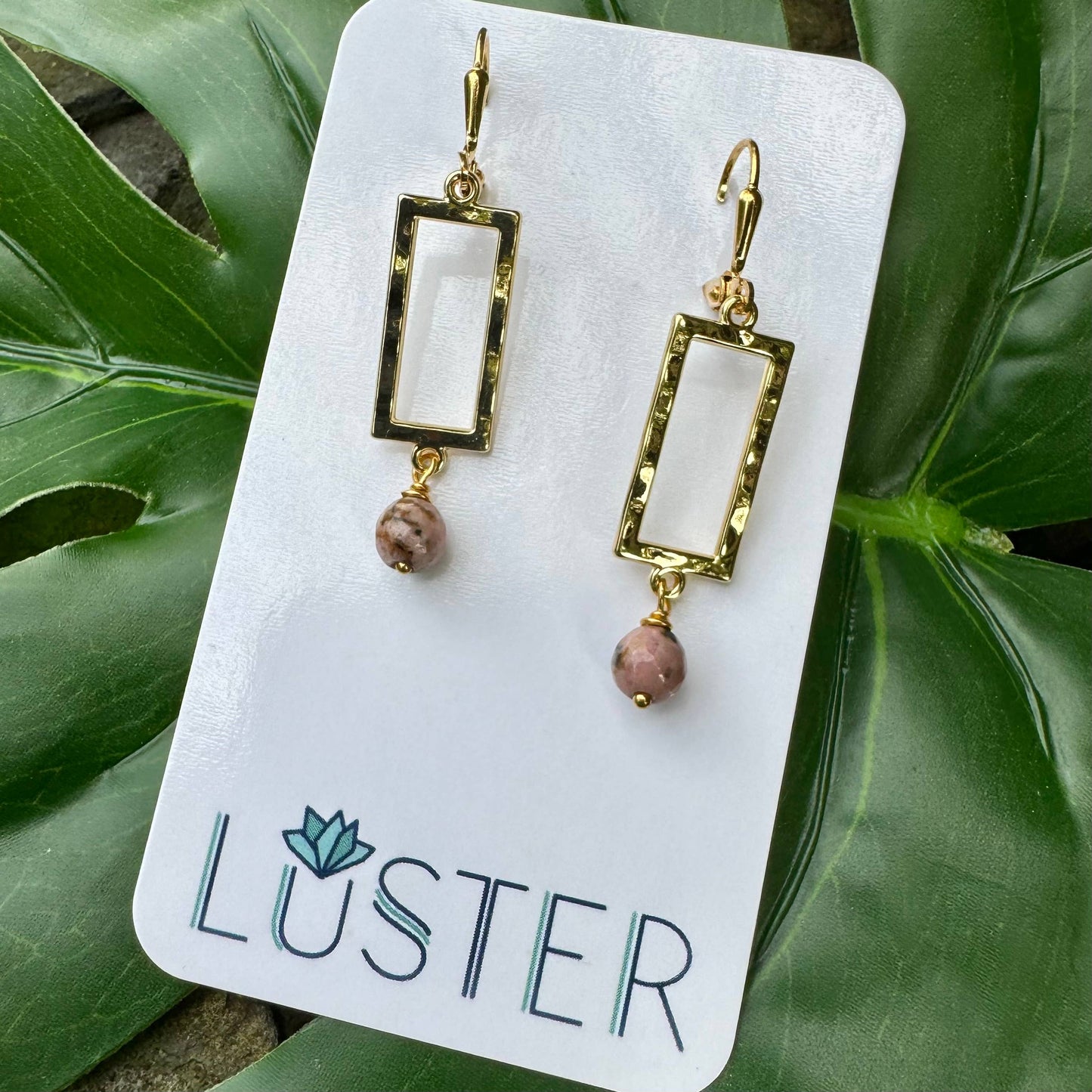 Brass + Stone Dangle Earrings Accessories LUSTER