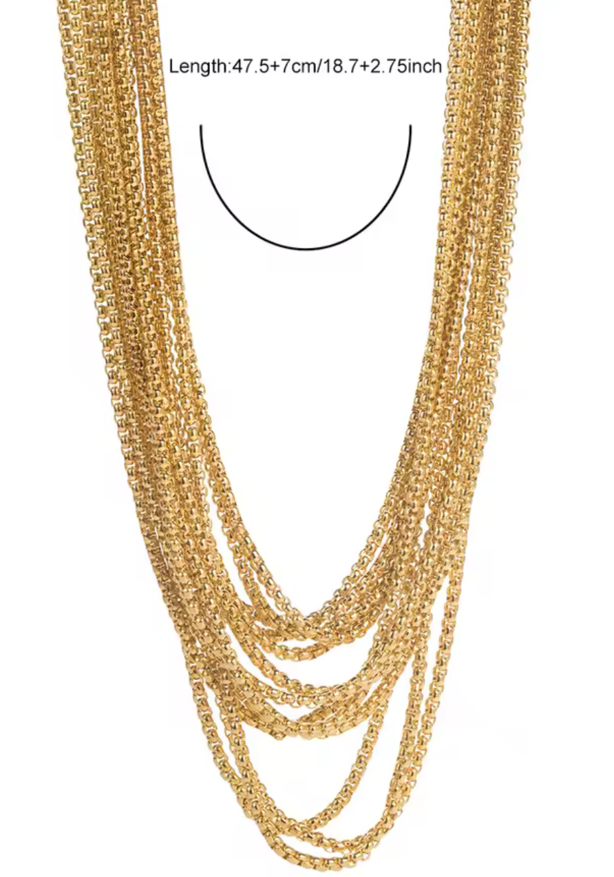 Declotee Layers and Layers Necklace by HoopLa Jewelry HoopLa Yellow Gold