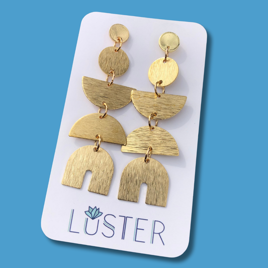 Brass Dangle Shapes Statement Earrings