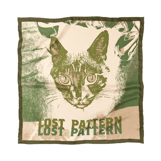 One Cool Cat Silk Bandana by Lost Pattern NYC