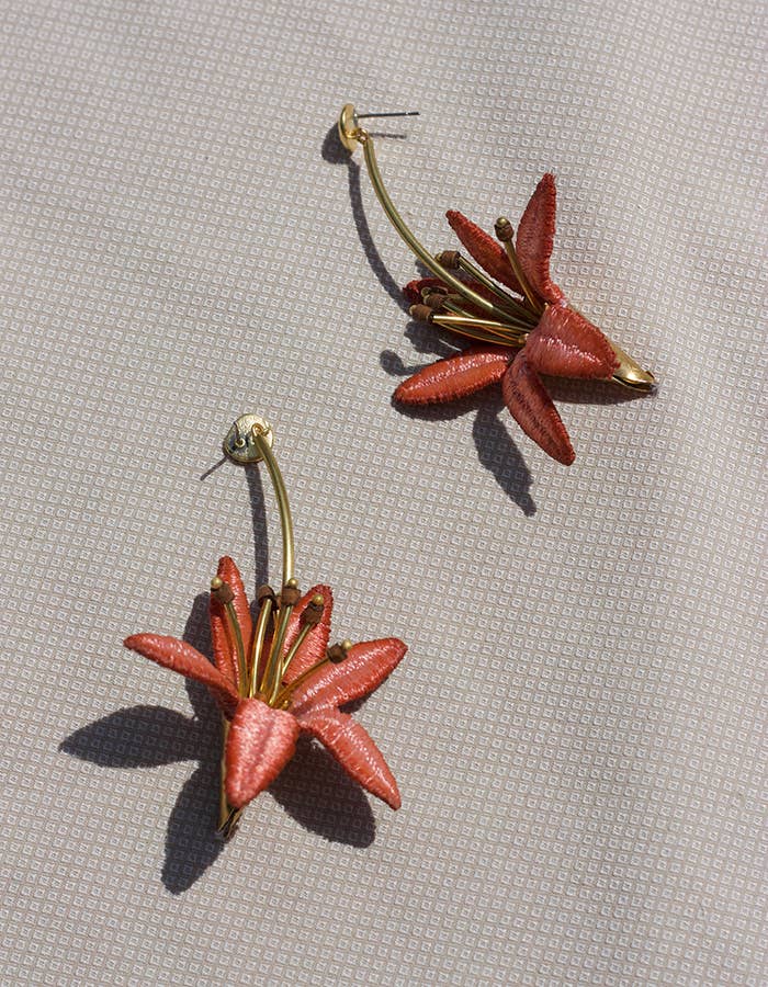 Lilium Earrings by This Ilk Accessories This Ilk Coral
