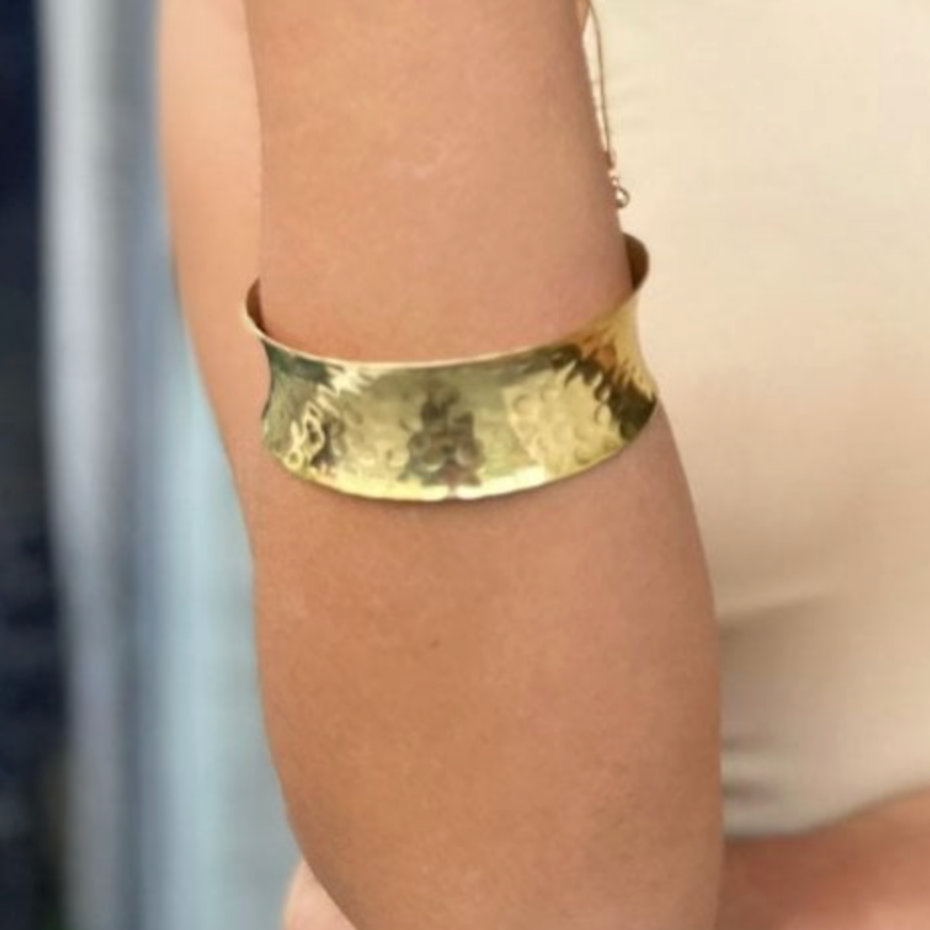 Hammered Metal Cuff - Gold Colour