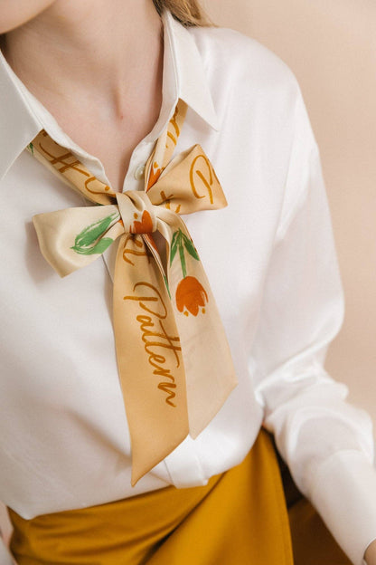 Tulip Silk Skinny Scarf by Lost Pattern NYC