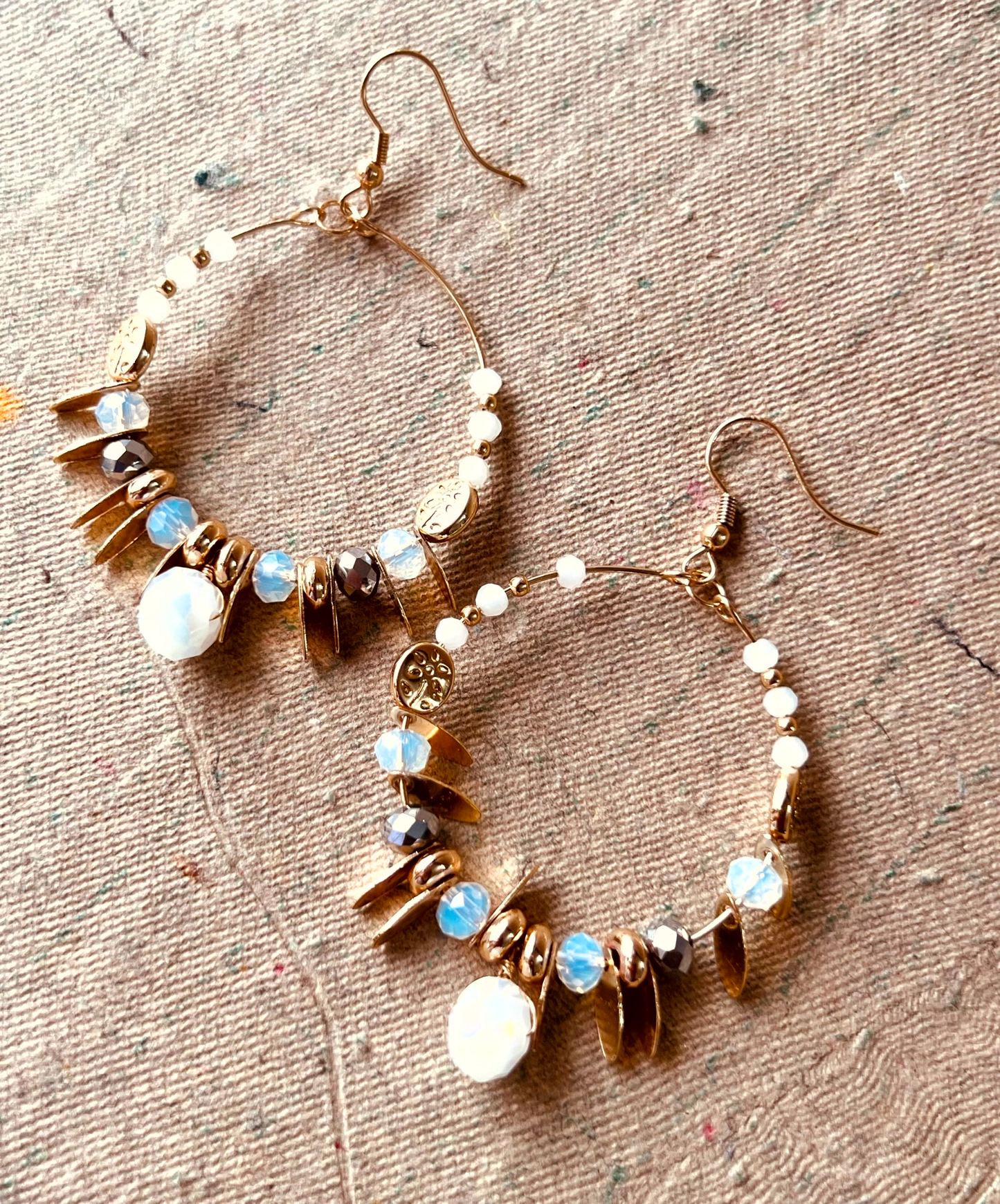 Gold Beaded Gorgeous Hoop Earrings by Anji