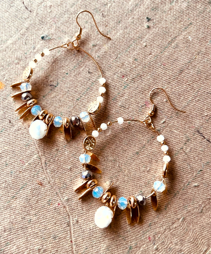 Gold Beaded Gorgeous Hoop Earrings by Anji