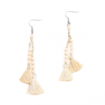 Double Tassel Crystal Drop Earring Accessories Suzie Blue Canada Cream