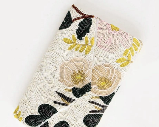 Pastel Floral Beaded Clutch Handbag LUV & Co.