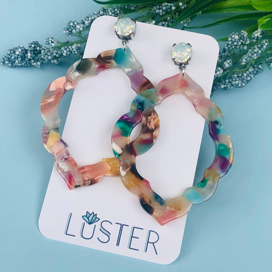 Scalloped Hoop Statement Earrings