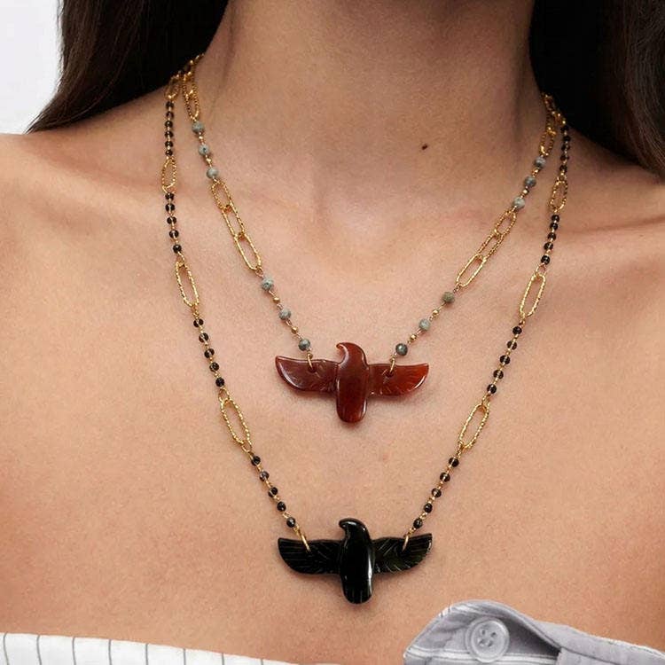 Stone Bird Necklace by HoopLa Jewelry HoopLa