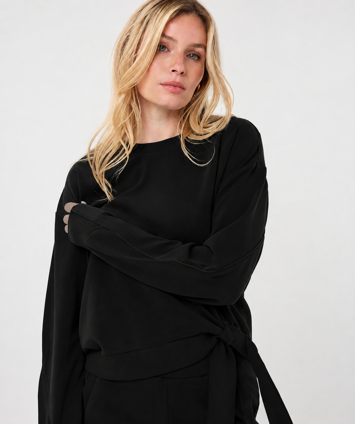 Modal Knot-Detail Sweater by EsQualo in Black | Maison Khloe