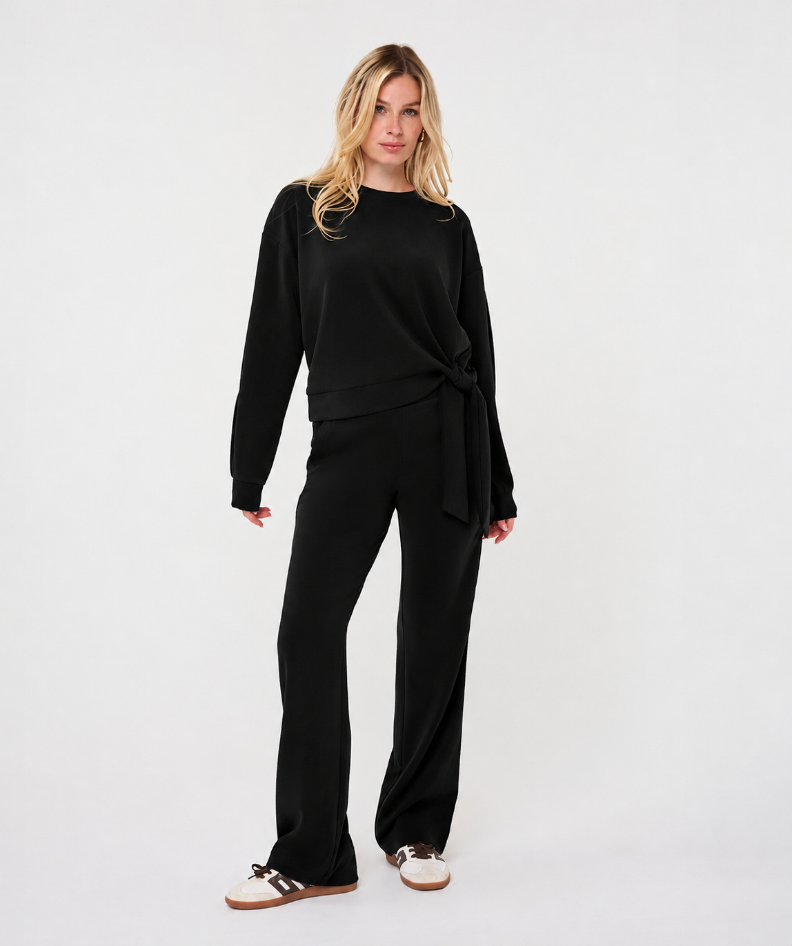 Modal Knot-Detail Sweater by EsQualo in Black | Maison Khloe