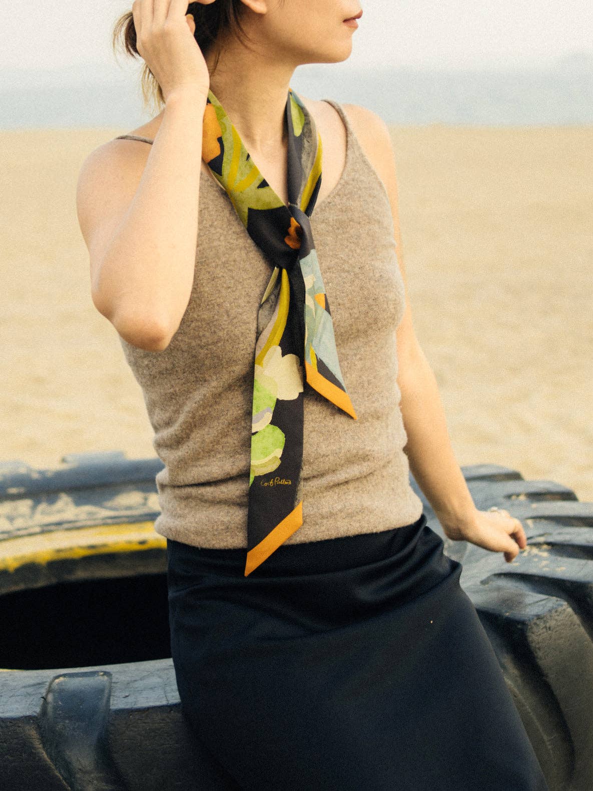 Silk Twill Skinny Scarf by Lost Pattern Accessories Lost Pattern NYC