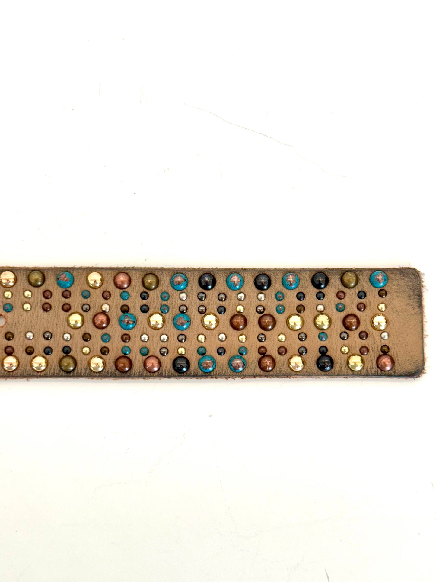 Tan Leather with Multi Colored Studs