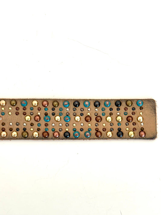 Tan Leather with Multi Colored Studs