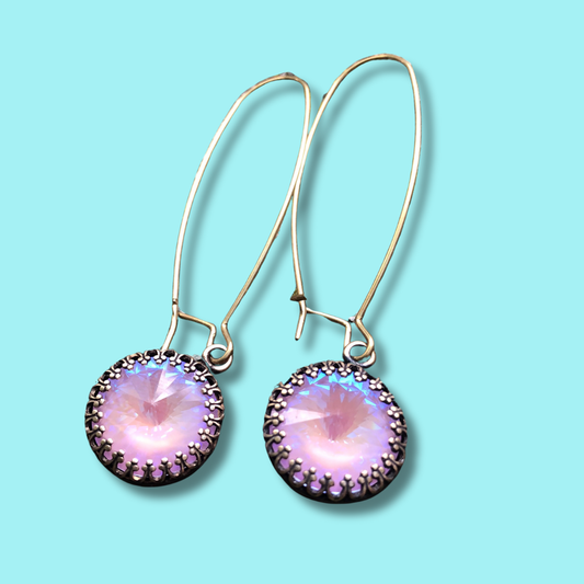 Crystal Rivoli Brass Dangle Earrings by Luster Accessories LUSTER