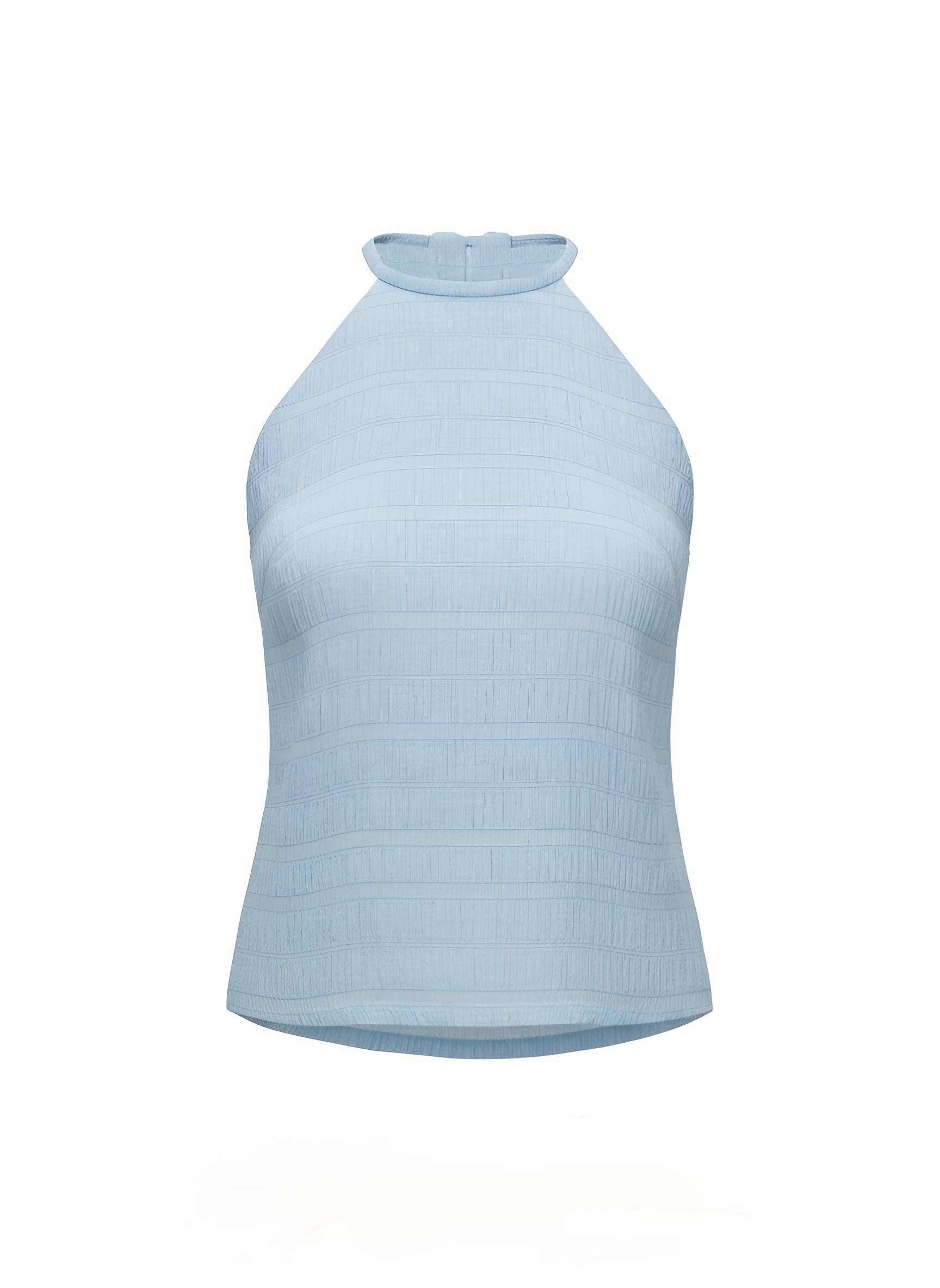 Ruched Chiffon Halter Top by Hilary MacMillan Tank Hilary MacMillan Light Blue