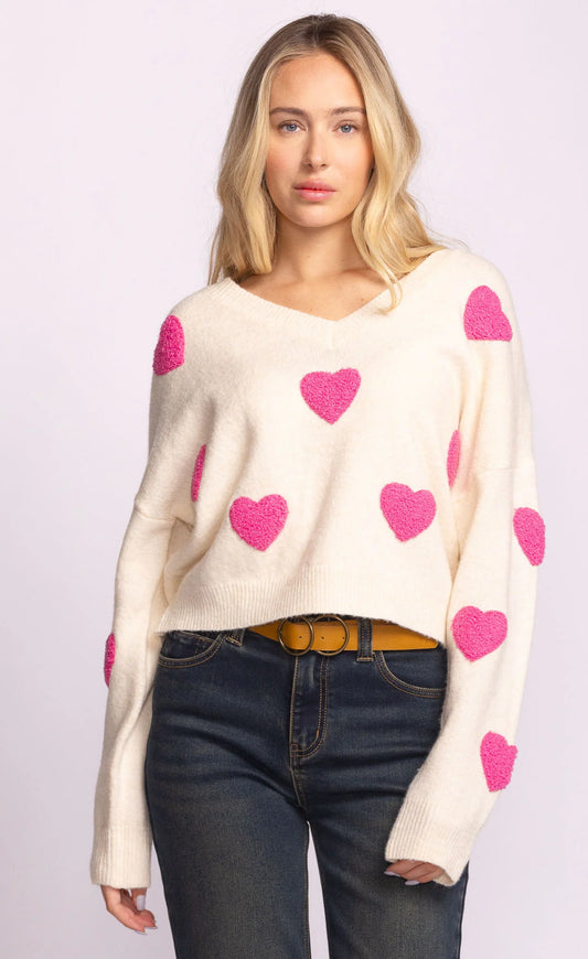 Pink Heart Sweater by Pink Martini Apparel Pink Martini